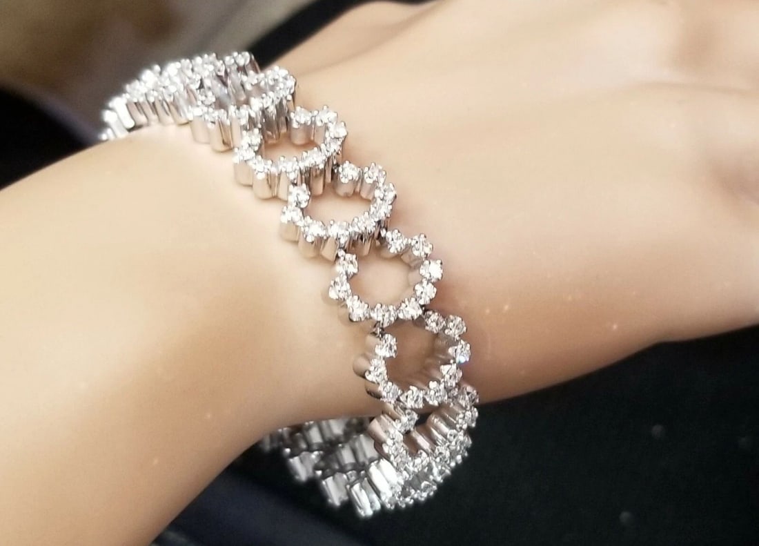 14K WHITE GOLD BRACELET 2.65CT DIAMONDS SI-H-I 7 INCHES LONG (1 of 2)