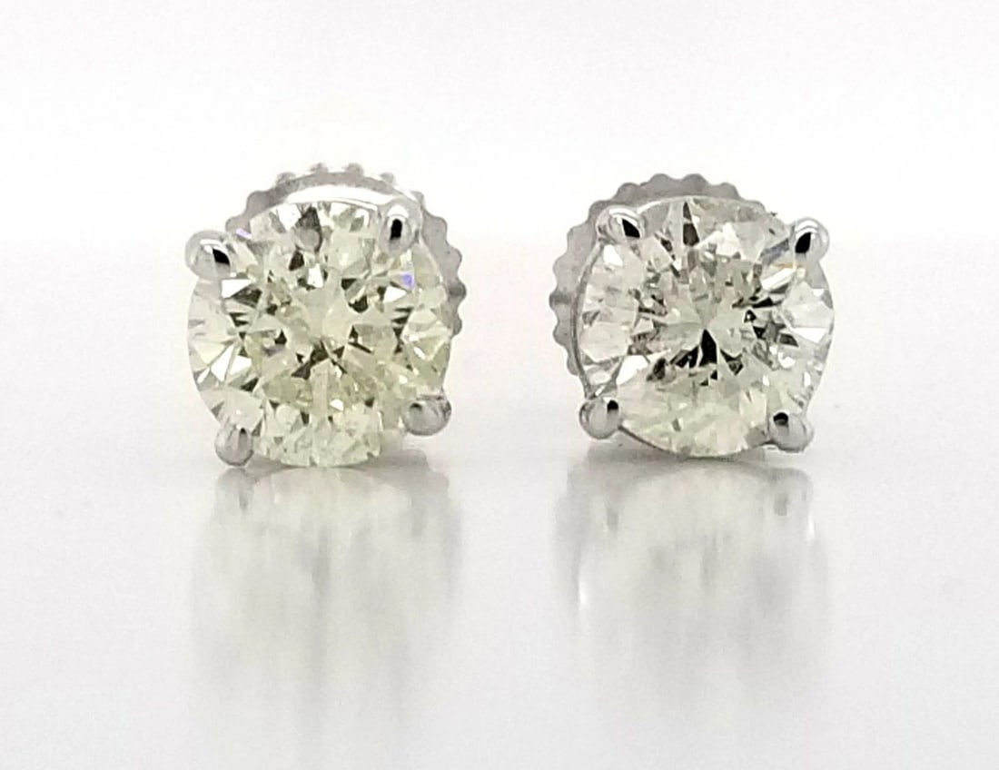 2.51CT 14K WHITE GOLD DIAMONDS STUDS EARRINGS SI2-J (1 of 2)