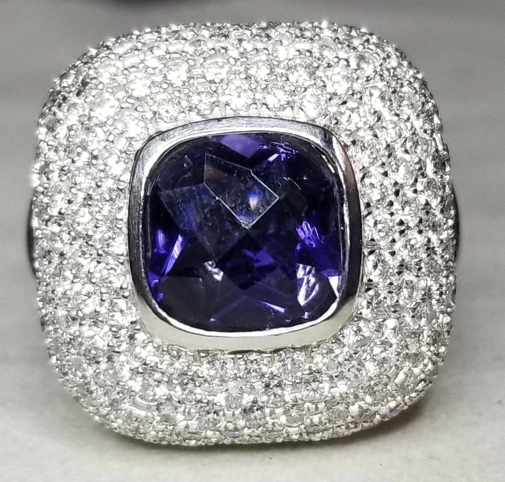 18K WHITE GOLD NATURAL AMETHYST RING 4.23CT (1 of 2)