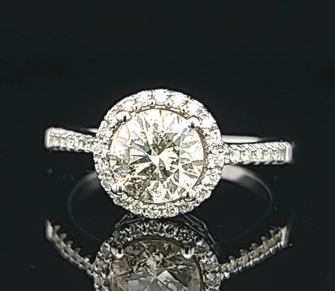 14K WHITE GOLD ENGAGEMENT RING NATURAL ROUND DIAMOND 1.35CT SI2-J (1 of 2)