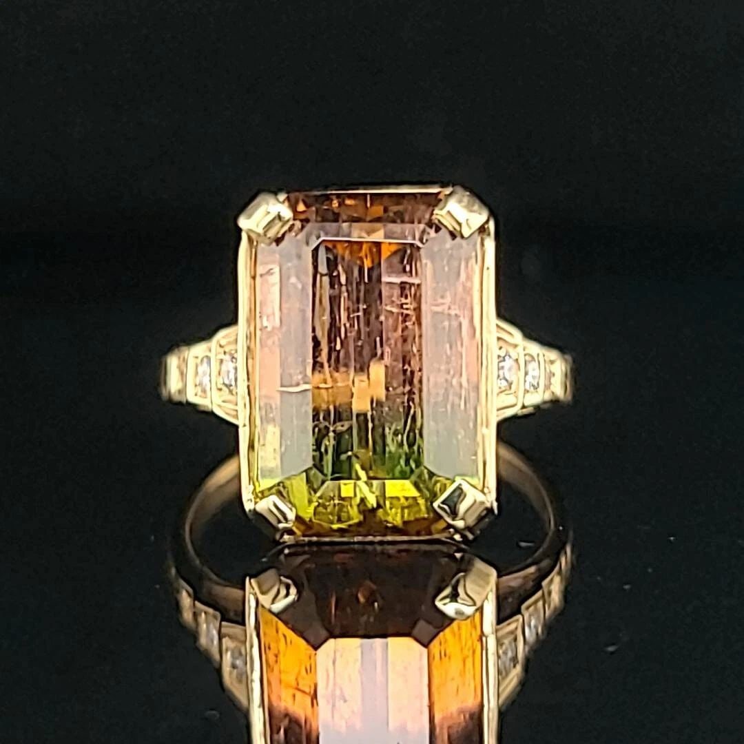 VINTAGE 14K YELLOW GOLD ENGAGEMENT RING 7.73CT. NATURAL BIO TOURMALINE (1 of 2)