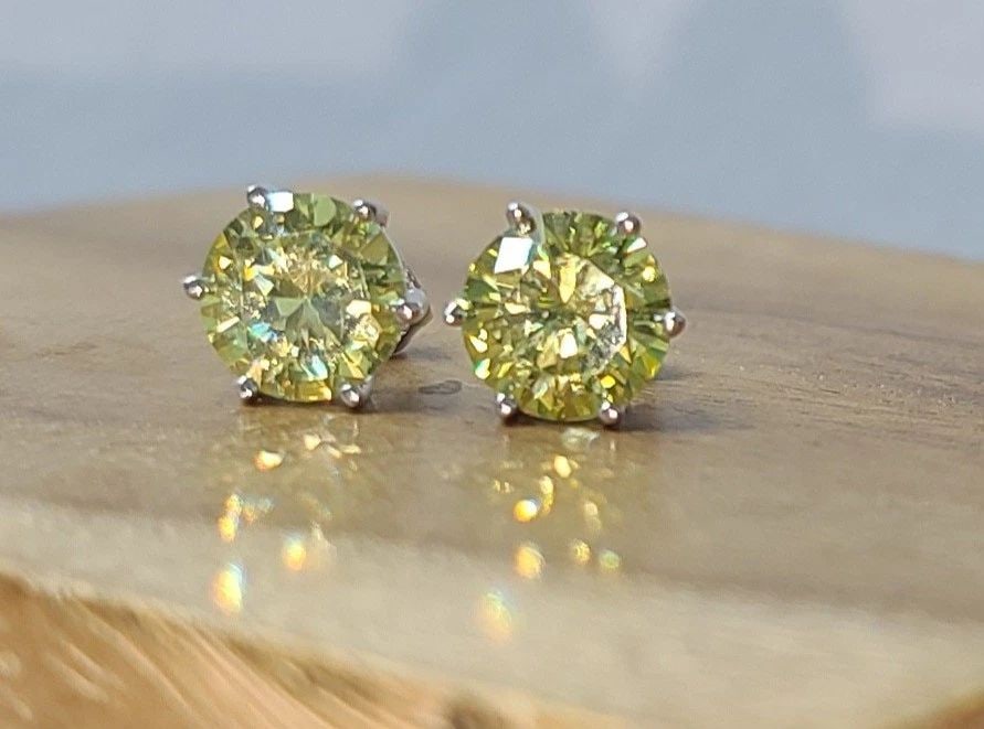 925 STERLING SILVER ROUND STUD EARRINGS YELLOW QUARTZ (1 of 2)