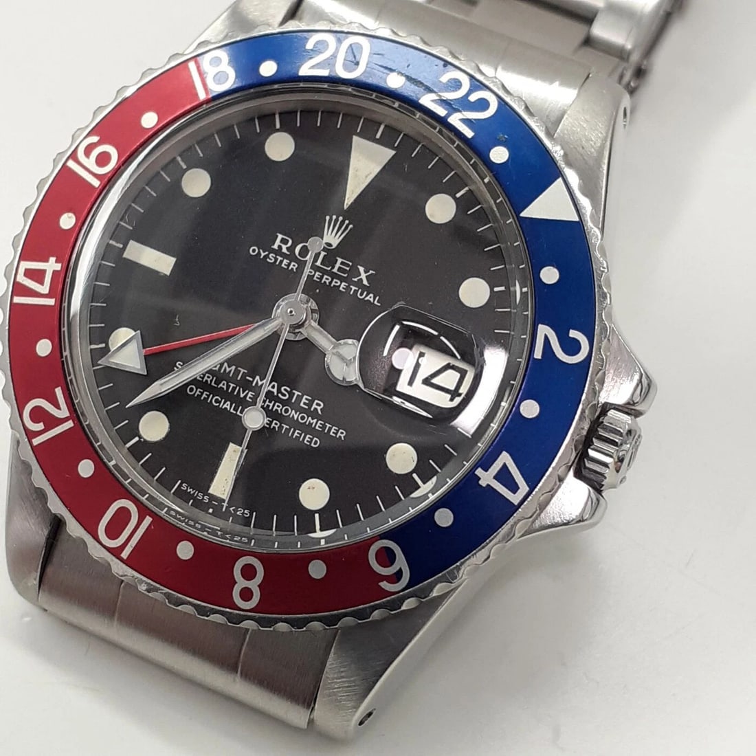 FULL SET ROLEX GMT MASTER 40 MM STEEL PEPSI RED BLUE WATCH 1675 CIRCA 1968 (1 of 2)