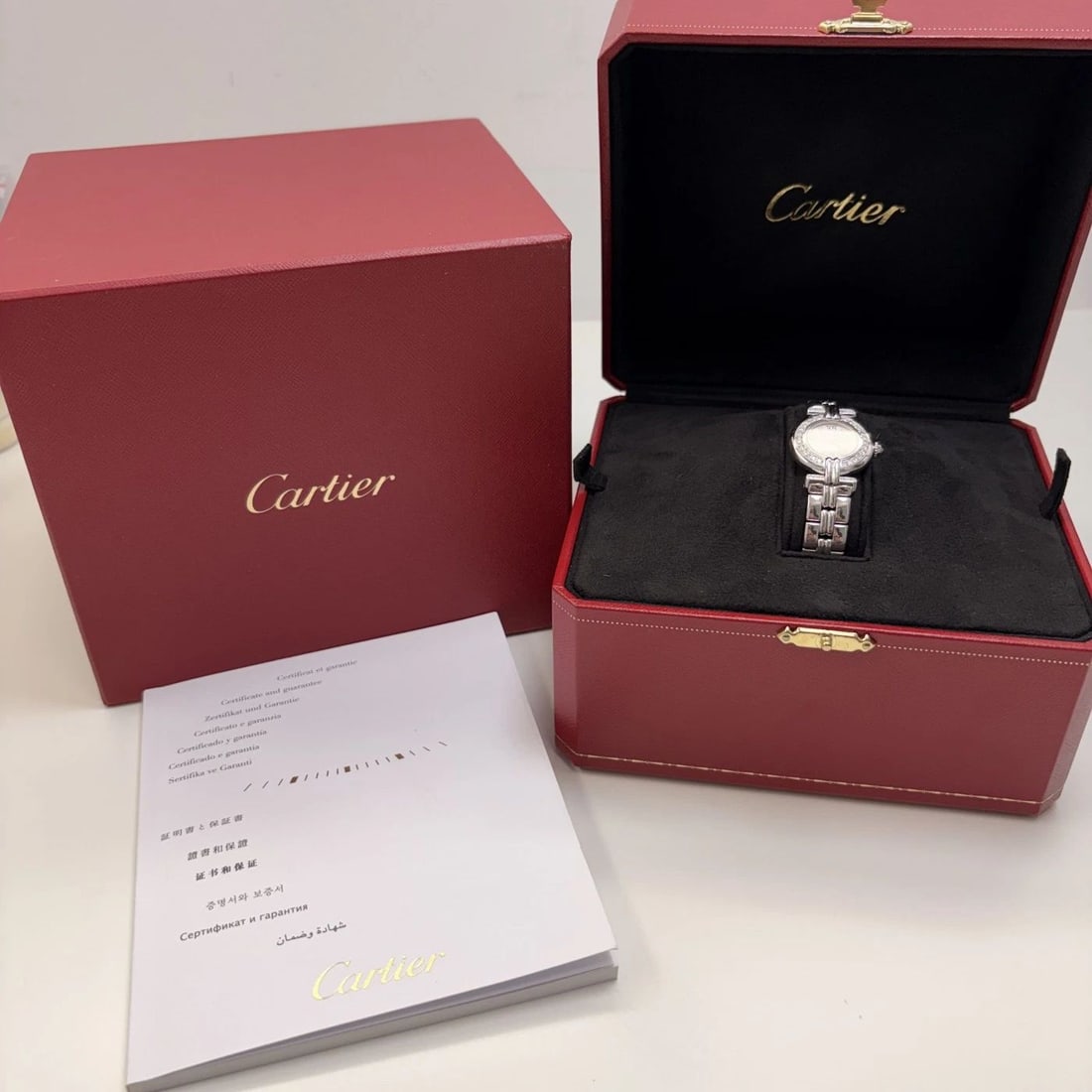 W/BOX PAPER CARTIER COLISEE LADY 24MM 18K WHITE GOLD DIAMOND WATCH 1981 WB1059M8 (1 of 2)