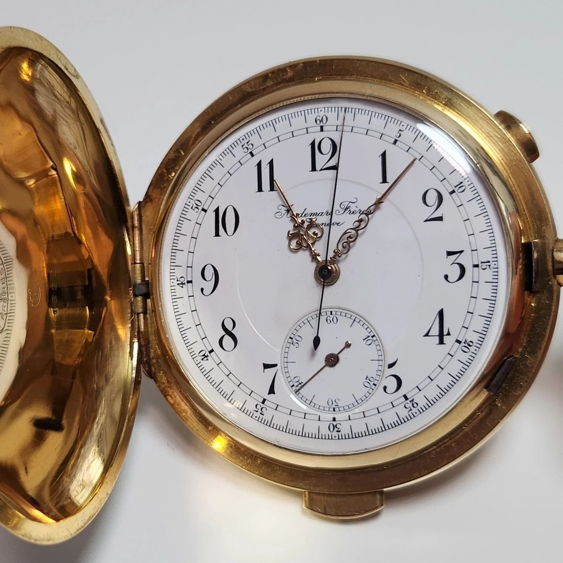 POCKET WATCH AUDEMARS FRERES 56 MM 18K YELLOW GOLD MINUTE REPEATER 117 GRAMS (1 of 2)