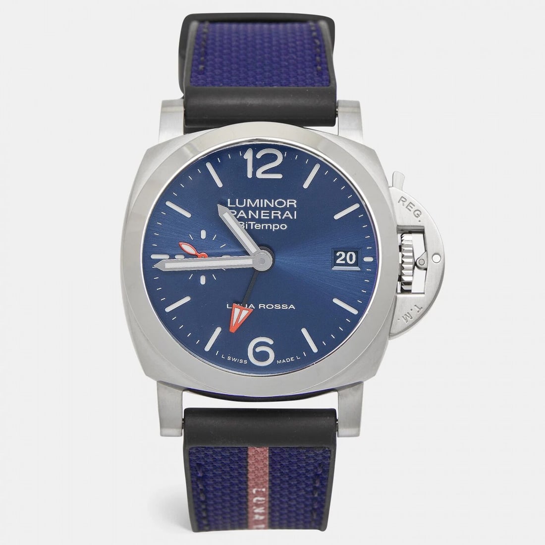 NEW PANERAI LUMINOR QUARANTA BITEMPO LUNA ROSSA STAINLESS STEEL WATCH PAM01404: NEW PANERAI LUMINOR QUARANTA BITEMPO LUNA ROSSA STAINLESS STEEL WATCH PAM01404 Condition: New with box and papers: This item is brand new and has never been worn. It still has the original ... Read mo