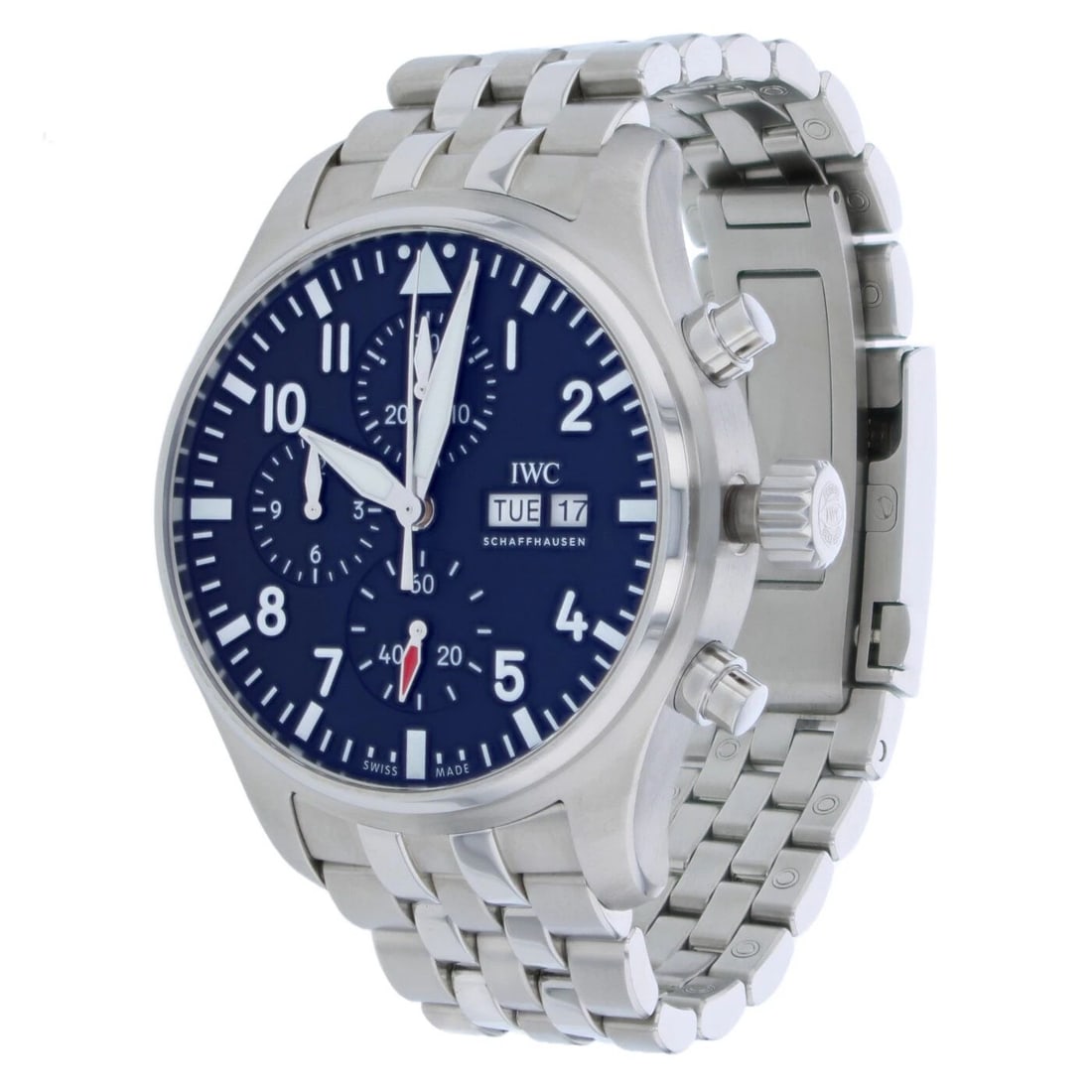 IWC PILOTS 43 MM STEEL AUTOMATIC BLACK CHRONOGRAPH WATCH IW378002 (1 of 2)