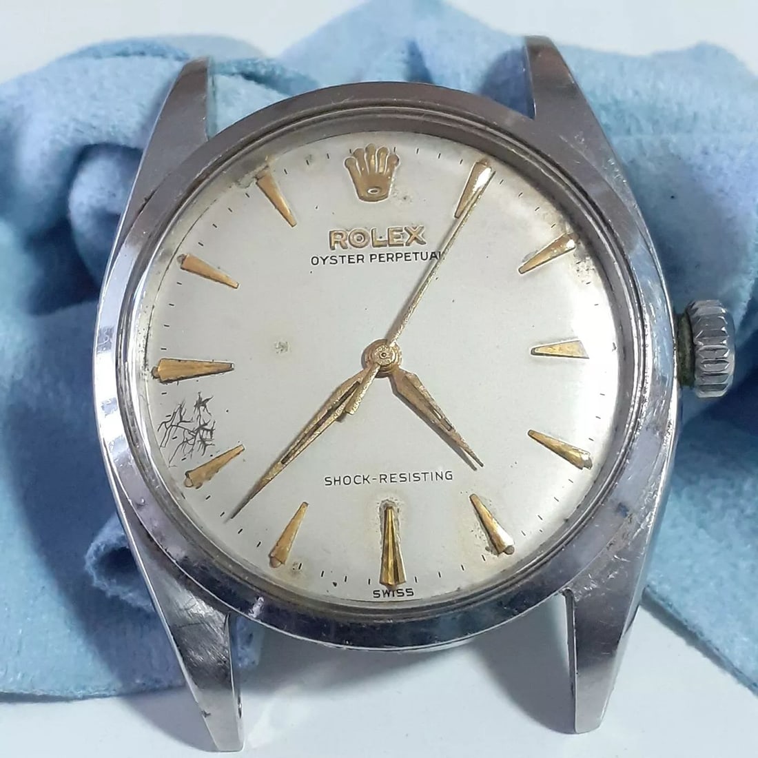 VINTAGE ROLEX PRE EXPLORER SHOCK RESISTING STEEL AUTOMATIC HEAD ONLY WATCH 6352 (1 of 2)