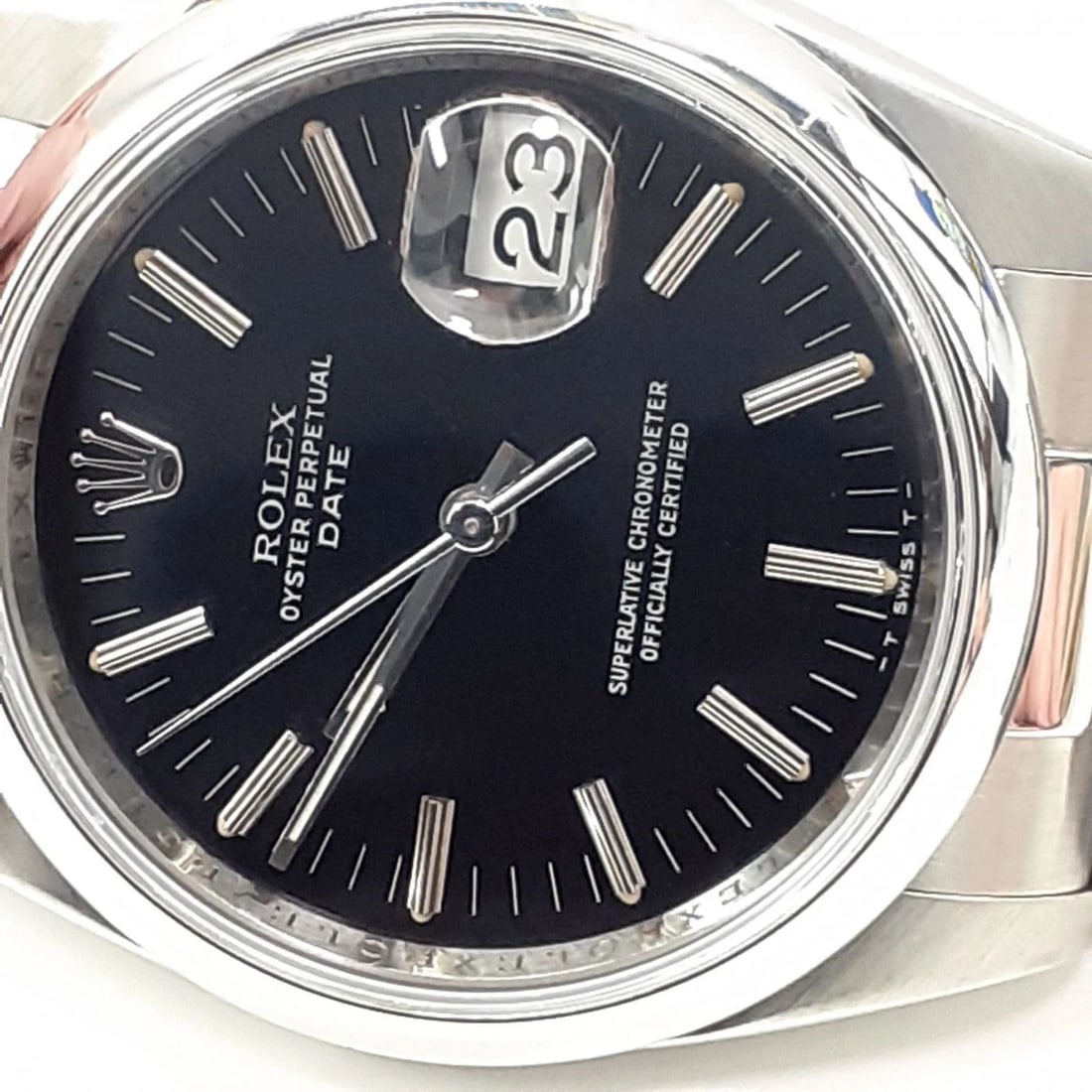 ROLEX DATE 34 MM BLACK DIAL OYSTER STEEL AUTOMATIC WATCH 115200 M SERIES 2008 (1 of 2)