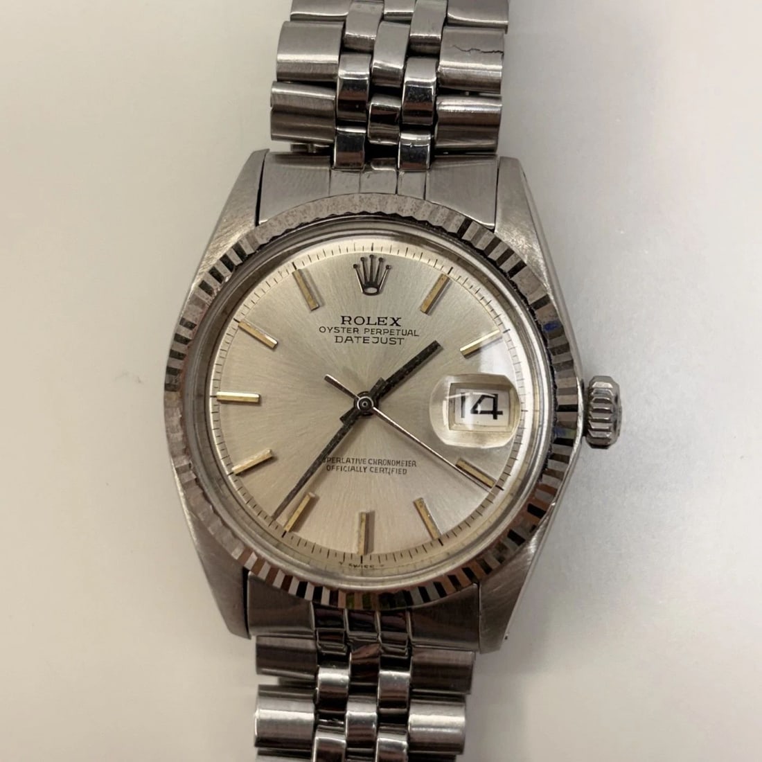 ROLEX DATEJUST 36 MM STEEL 18K WHITE GOLD BEZEL JUBILEE WATCH 1601 CIRCA 1969 (1 of 2)