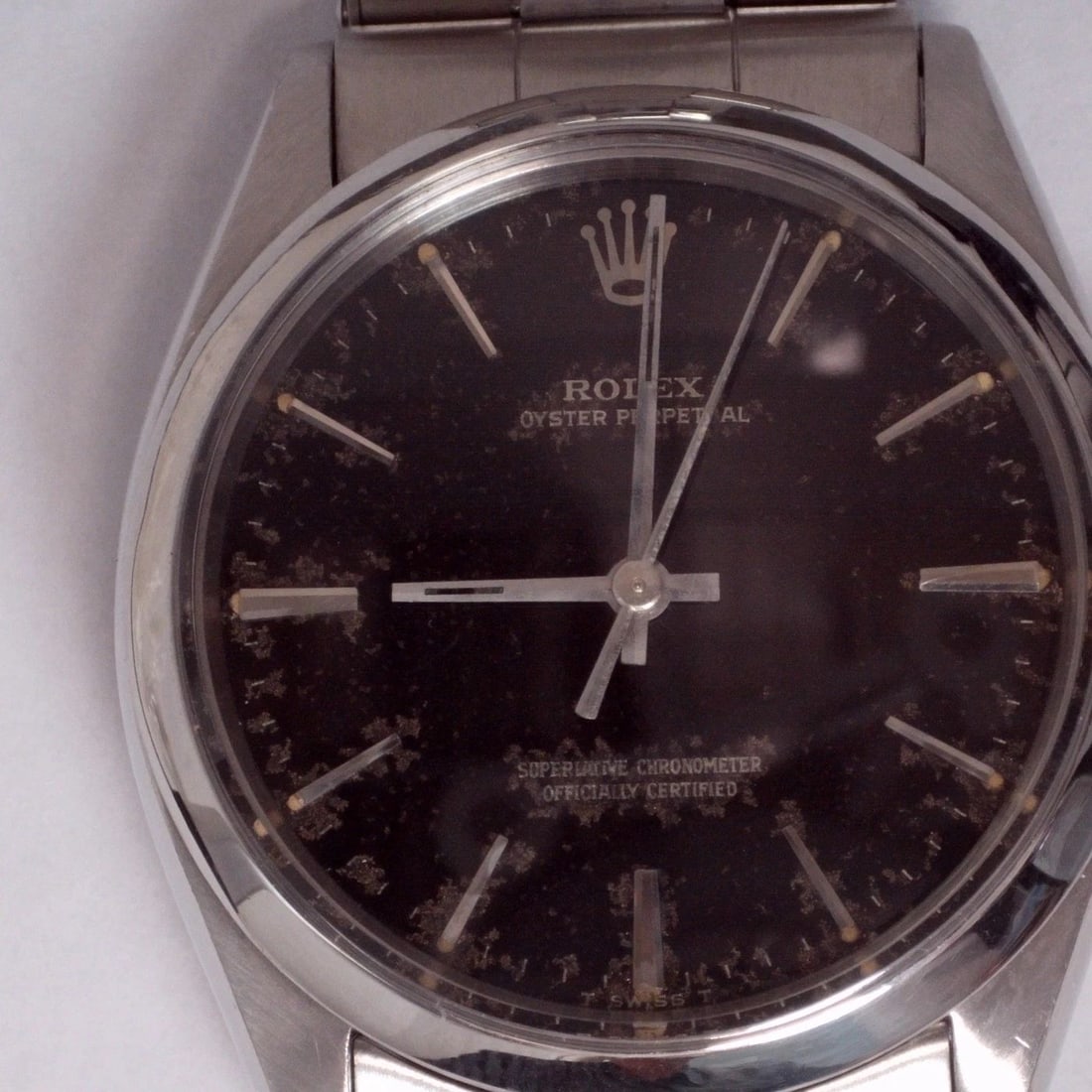 VINTAGE ROLEX OYSTER PERPETUAL 34 MM BLACK GILT DIAL STEEL WATCH 1002 CIRCA 1966 (1 of 2)