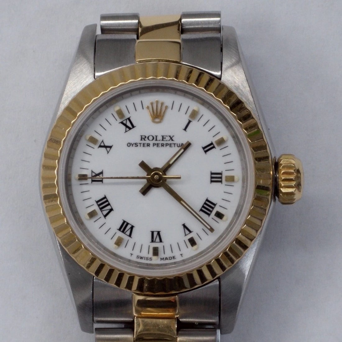 ROLEX OYSTER PERPETUAL LADIES 26 MM STEEL 18K YELLOW GOLD WATCH 67193 CIRCA 1986 (1 of 2)