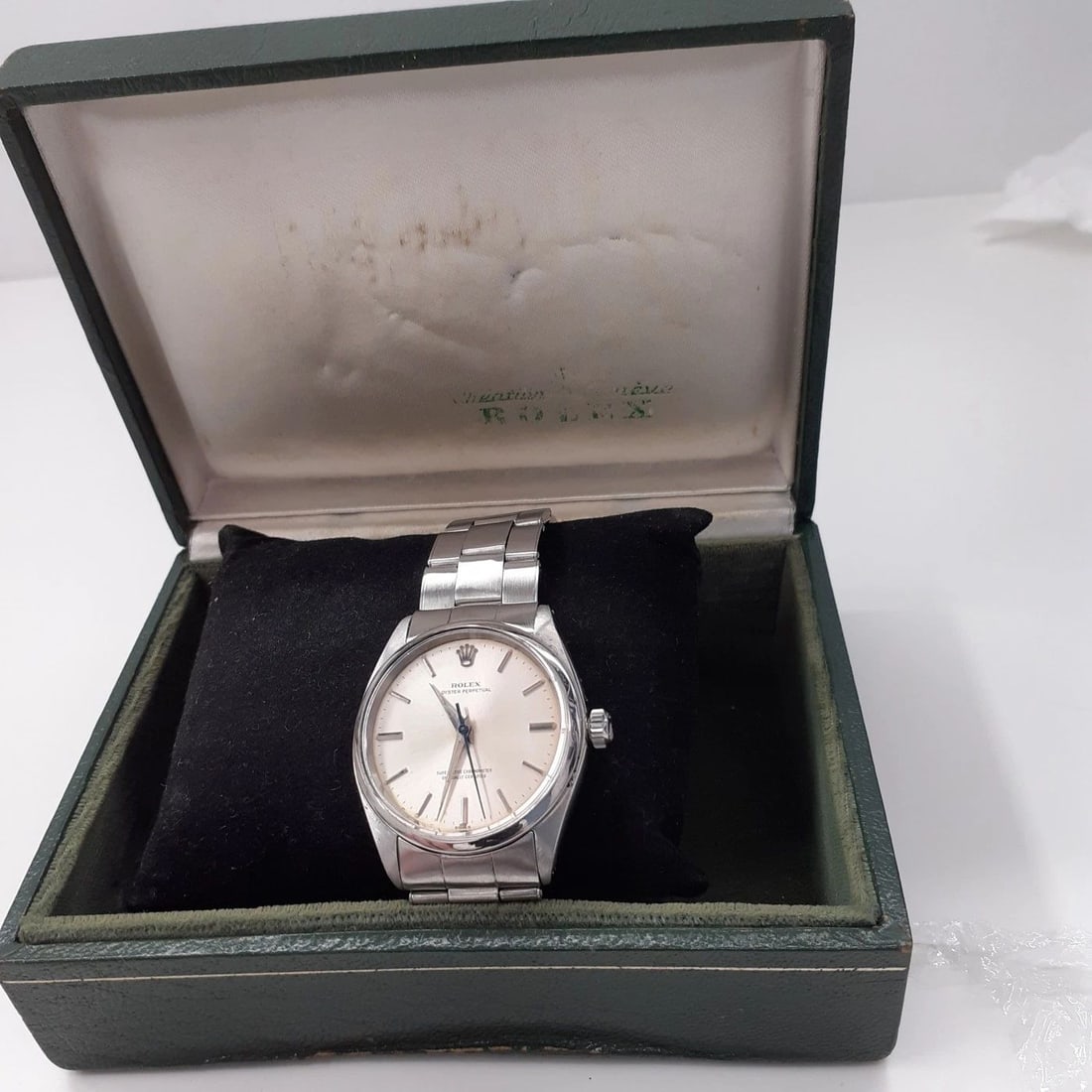 W/BOX ROLEX OYSTER PERPETUAL 34 MM STEEL AUTOMATIC WATCH 1002 CIRCA 1961 (1 of 2)