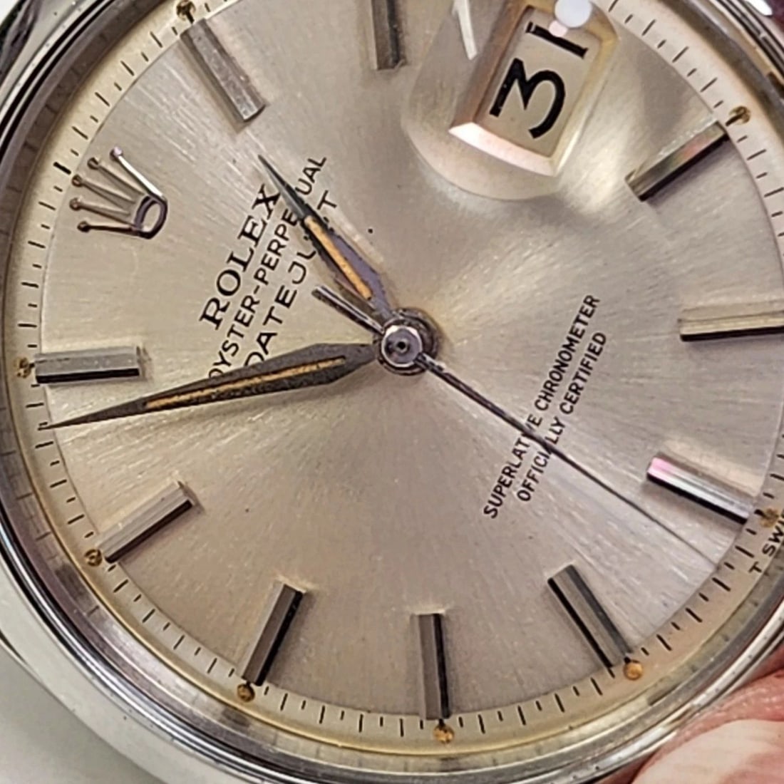 ROLEX DATEJUST 36 MM STEEL HEAD ONLY AUTOMATIC WATCH 1600 CIRCA 1964 (1 of 2)