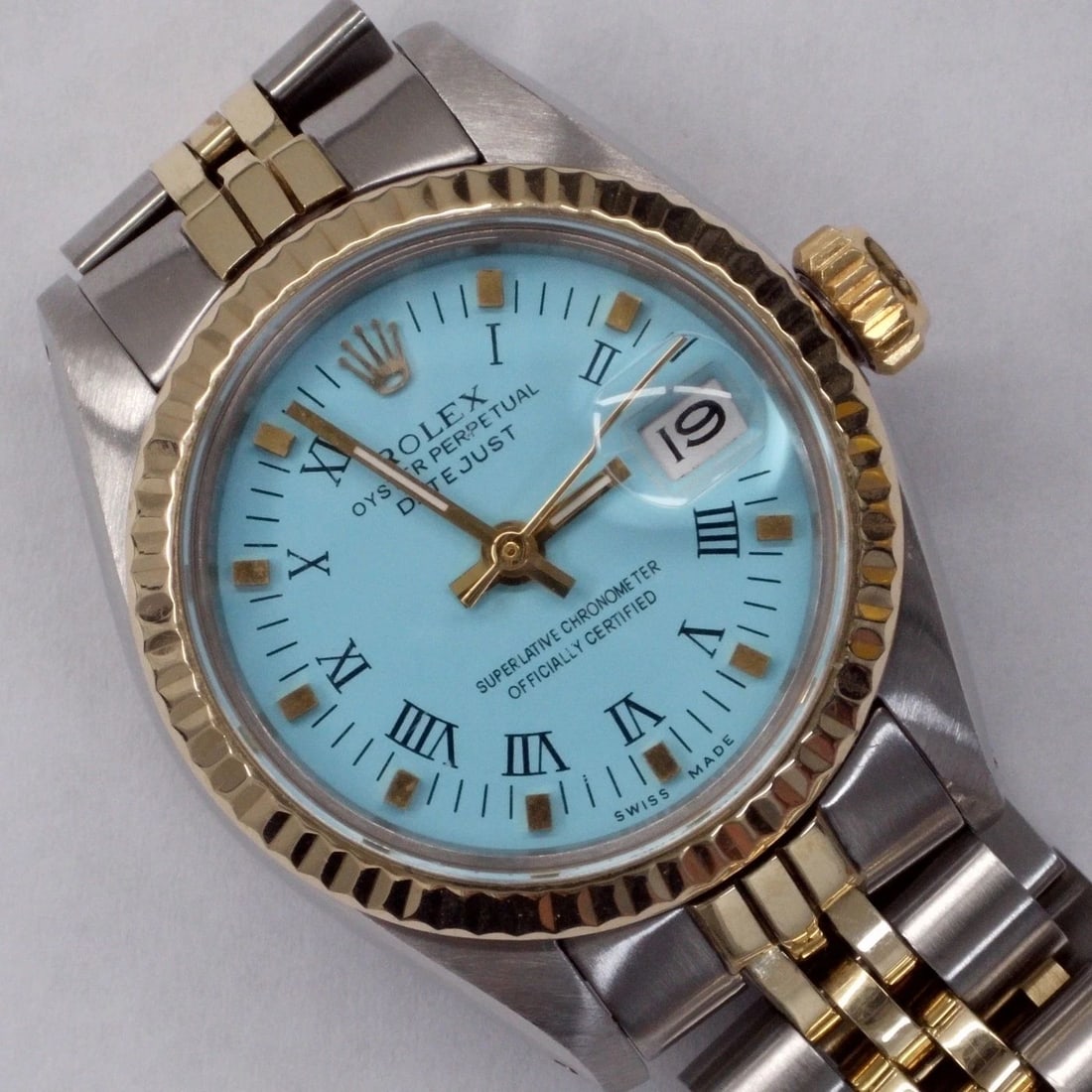 ROLEX LADIES DATEJUST 26MM TWO TONE JUBILEE BLUE TURQUOISE WATCH 6917 CIRCA 1981 (1 of 1)