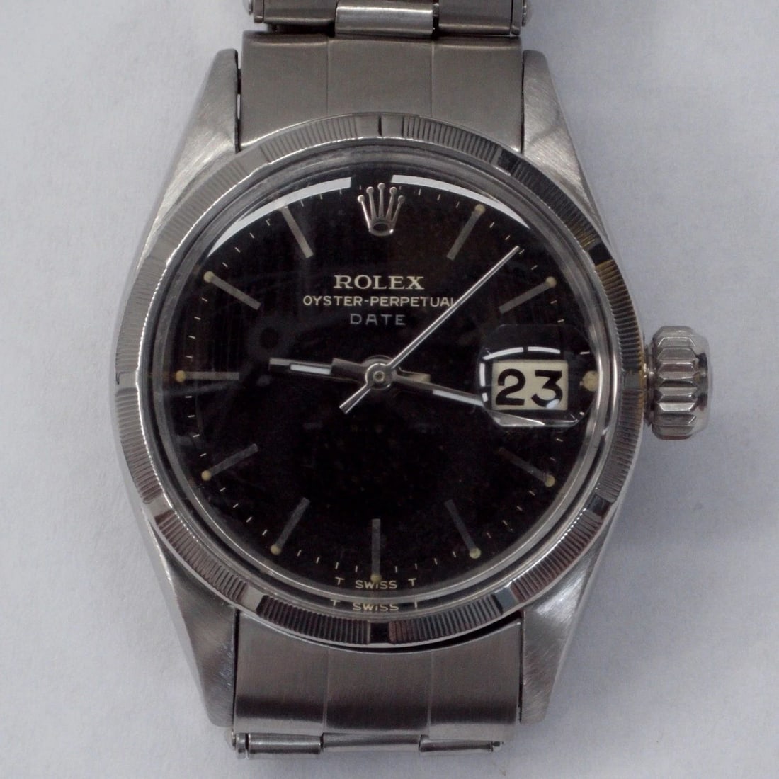ROLEX LADIES DATE 26 MM BLACK DIAL STEEL OYSTER AUTOMATIC WATCH 6519 CIRCA 1966 (1 of 2)