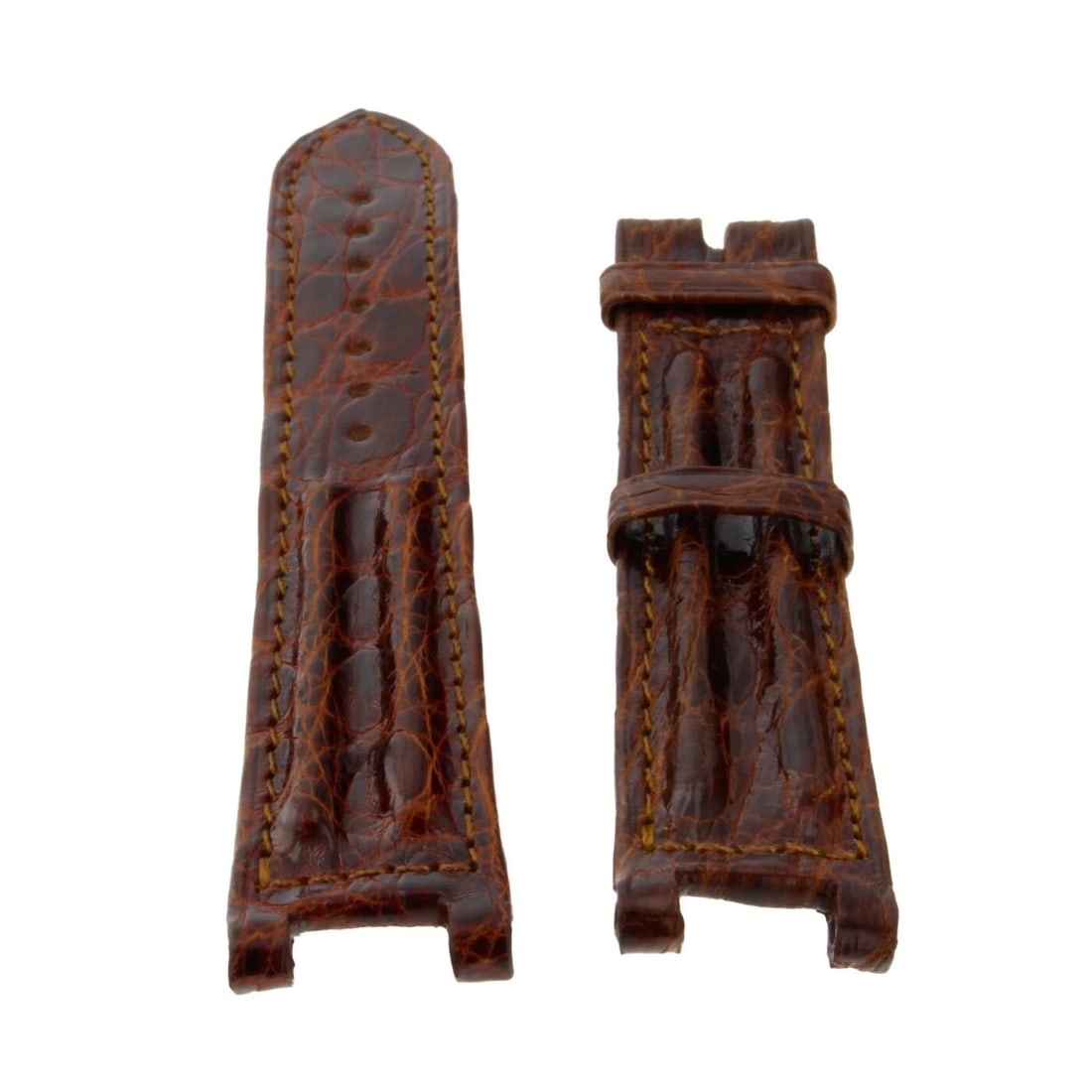 CARTIER STRAP PASHA GENUINE ALLIGATOR SHINY BROWN 18X16MM FACTORY NEVER WORN (1 of 2)