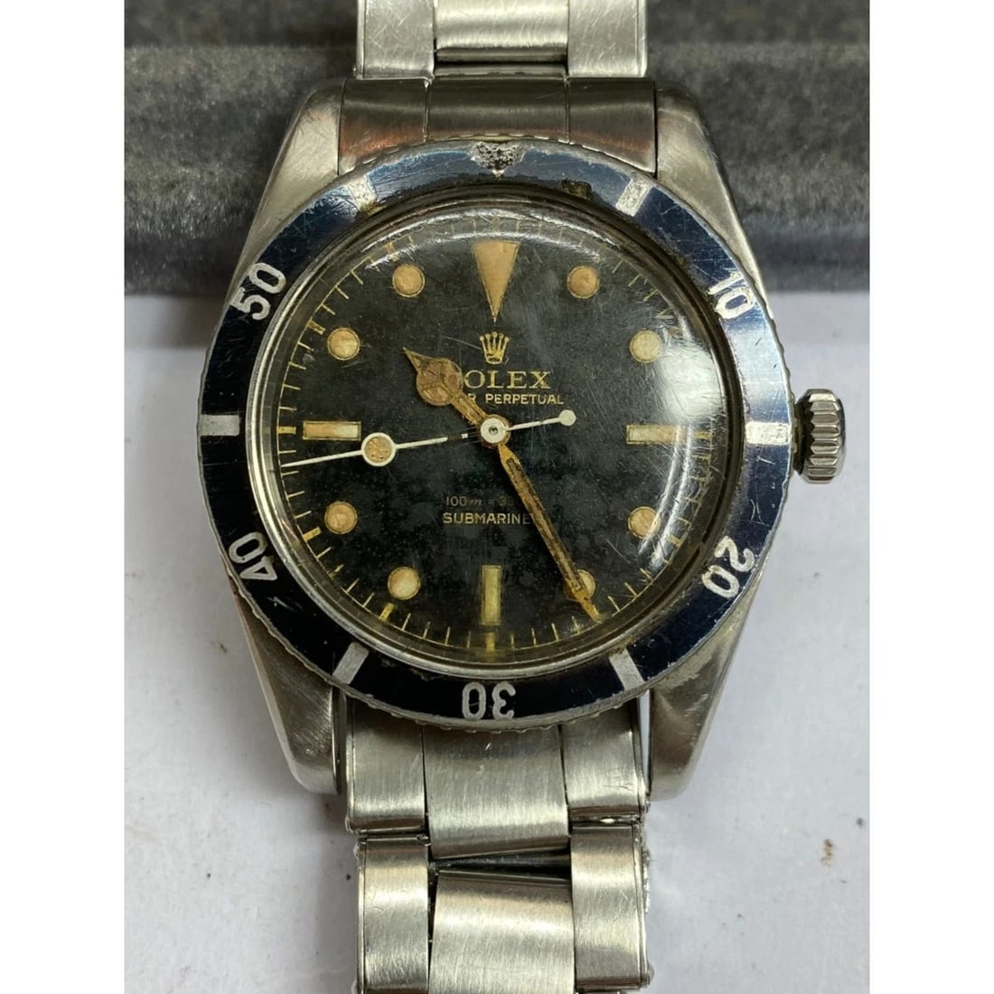 VINTAGE 1957 ROLEX SUBMARINER 36MM BLACK GILT DIAL JAMES BOND STEEL WATCH 6536-1 (1 of 2)