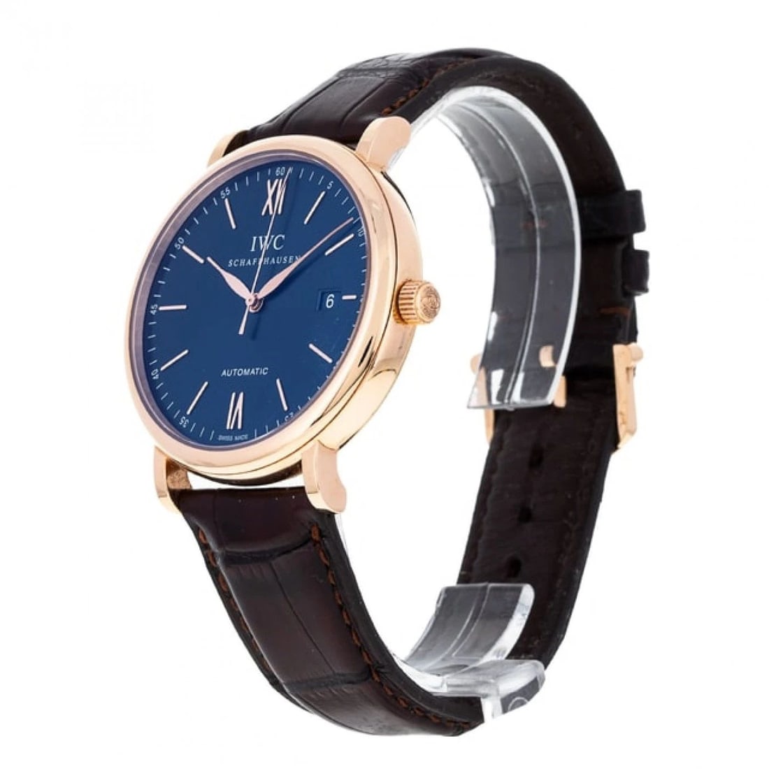 IWC PORTOFINO AUTOMATIC 18K ROSE GOLD AUTOMATIC 40 MM BLUE WATCH IW356522 (1 of 2)