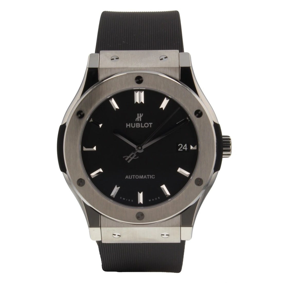 HUBLOT CLASSIC FUSION TITANIUM AUTOMATIC 45 MM RUBBER BLACK WATCH 511.NX.1171.RX (1 of 2)