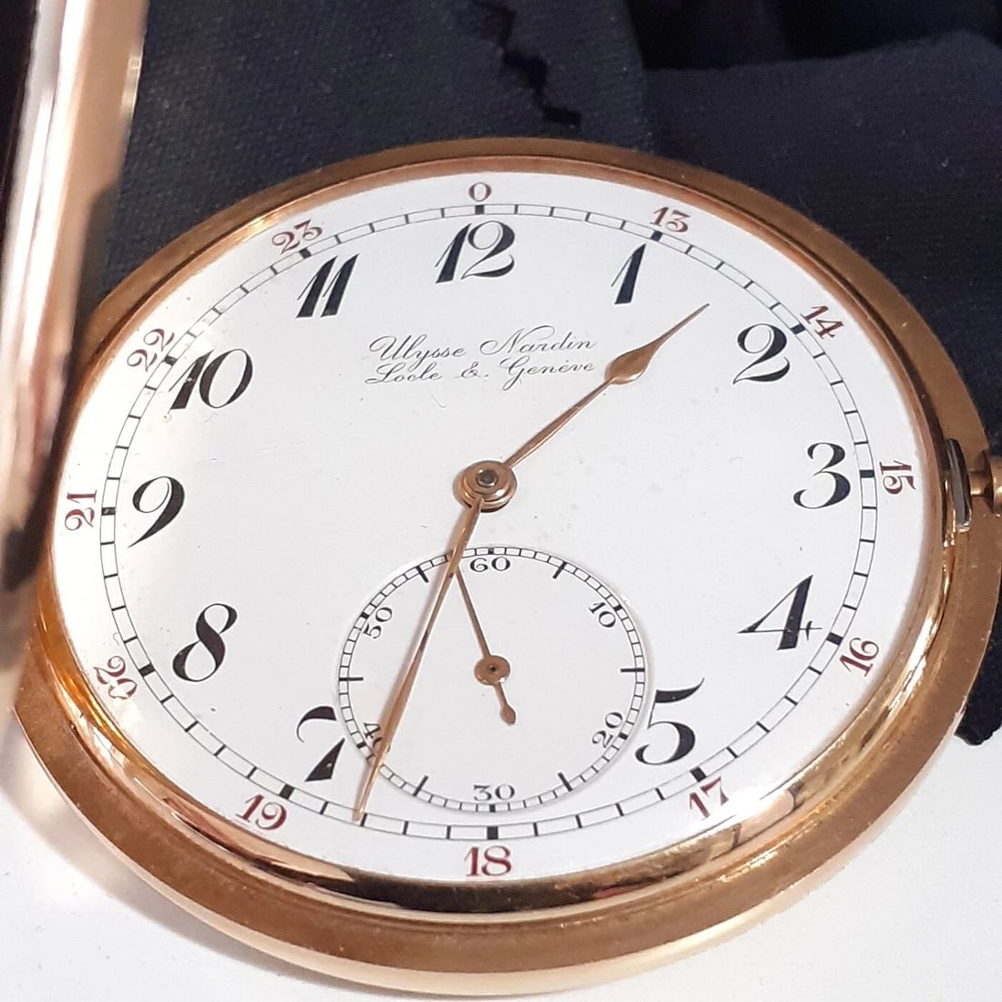 POCKET WATCH ULYSSE NARDIN 18K YELLOW GOLD 51 MM WHITE WATCH OPEN FACE 82 GRAMS (1 of 2)