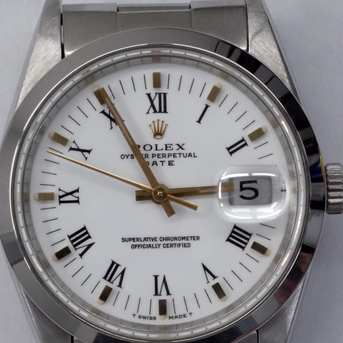 ROLEX DATE 34 MM STEEL WHITE ROMAN OYSTER AUTOMATIC WATCH 15200 N SERIES 1991 (1 of 2)