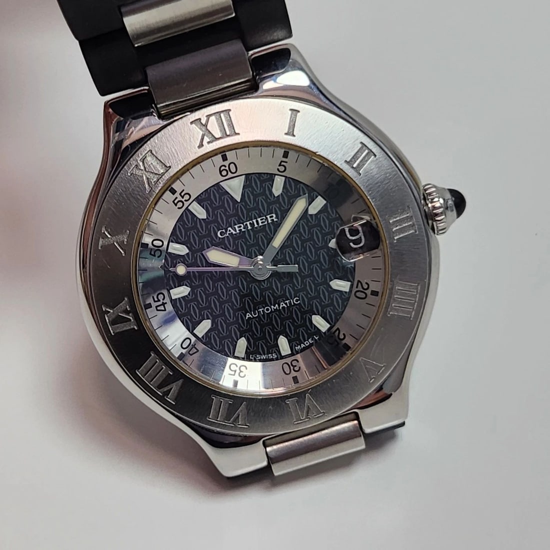 CARTIER MUST 21 AUTOSCAPH 36 MM STEEL AUTOMATIC BLACK/SILVERED DIAL WATCH 2427 (1 of 2)