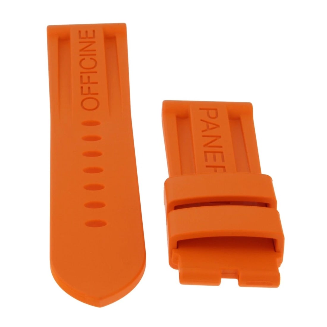 PANERAI ORIGINAL FACTORY 24X22MM MENS ORANGE RUBBER STRAP NEVER WORN: PANERAI ORIGINAL FACTORY 24X22MM MENS ORANGE RUBBER STRAP NEVER WORN Condition: Pre-owned: An item that has been used previously. The item may have some signs of cosmetic wear, but ... Read more about