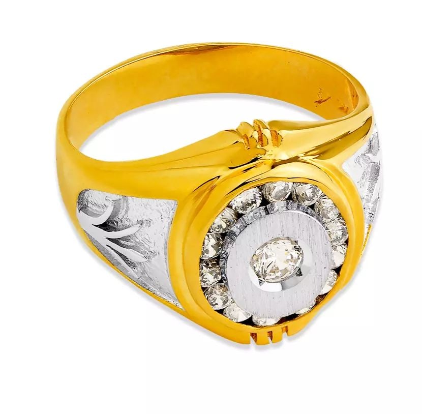 NEW 14K TWO TONE GOLD MEN'S FANCY CZ RING (1 of 2)