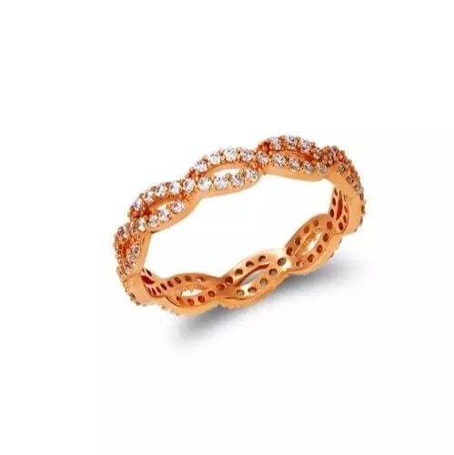 NEW 14K ROSE GOLD LADIES FANCY CZ BAND RING (1 of 2)