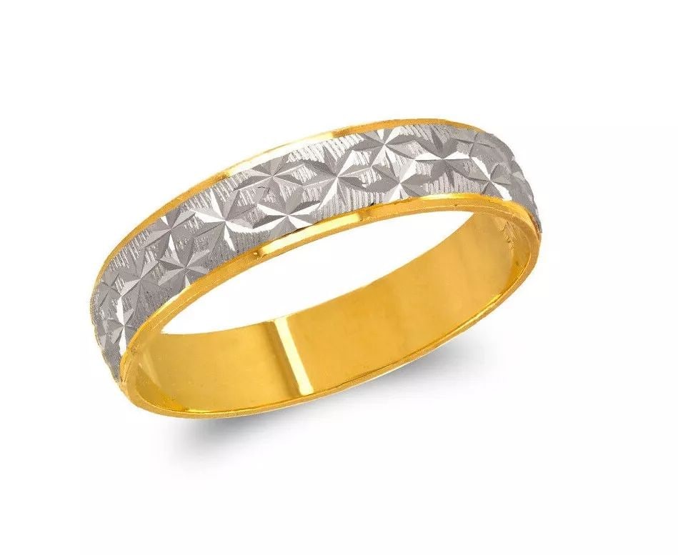 NEW 14K TWO TONE GOLD SHOOTING STAR STAMPING WEDDING BAND (1 of 2)