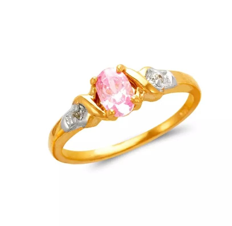 NEW 14K TWO TONE GOLD LADIES CZ RING (1 of 2)