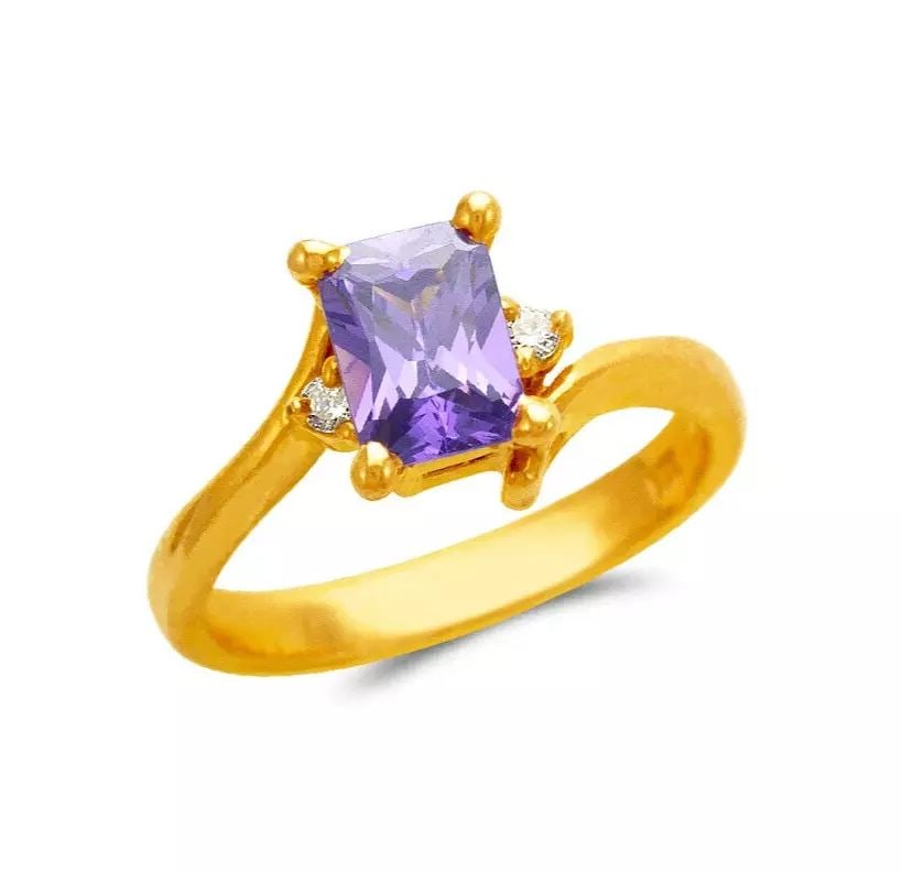 NEW 14K YELLOW GOLD LADIES CZ RING (1 of 2)