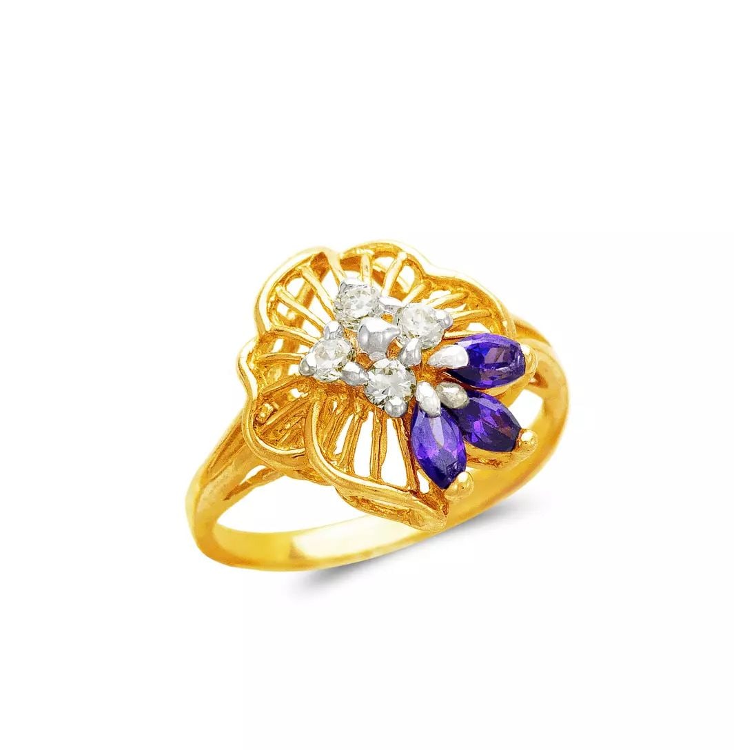 NEW 14K TWO TONE GOLD LADIES CZ RING (1 of 2)
