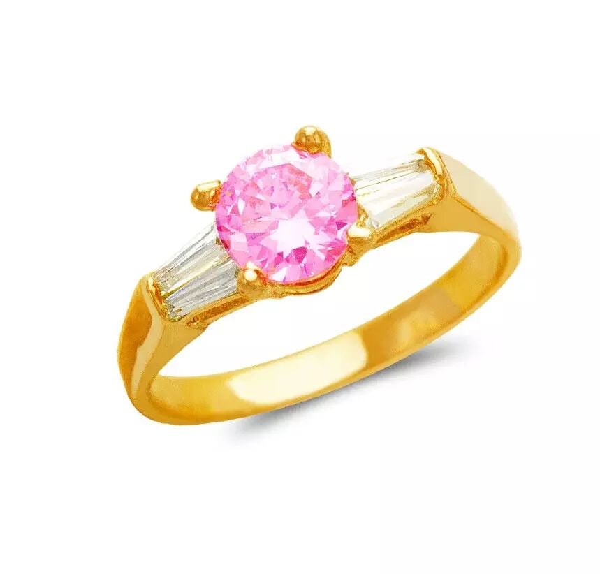 NEW 14K YELLOW GOLD LADIES CZ RING (1 of 2)