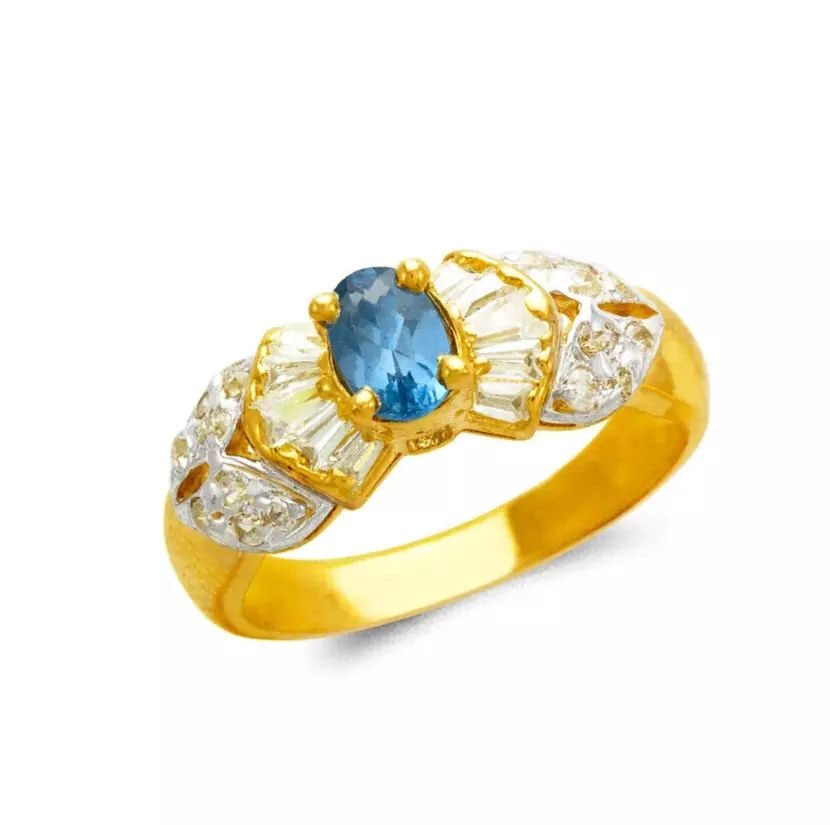 NEW 14K TWO TONE GOLD LADIES CZ RING (1 of 2)