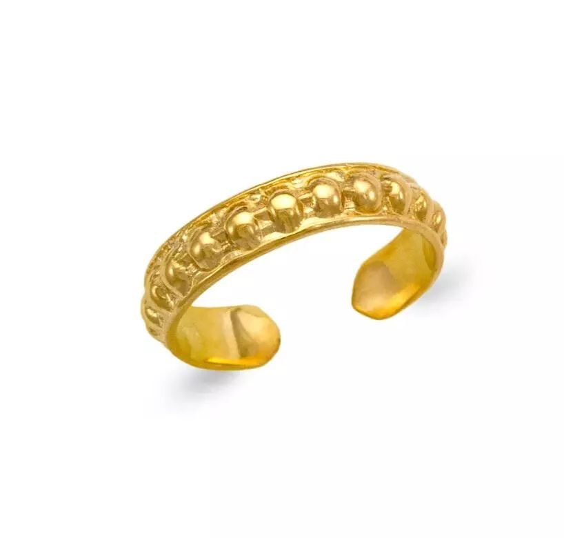 NEW 14K YELLOW GOLD BEADED KNUCKLE / TOE RING (1 of 2)
