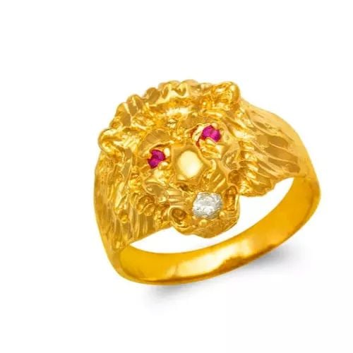 NEW 14K YELLOW GOLD MEN'S LION HEAD RING (1 of 2)