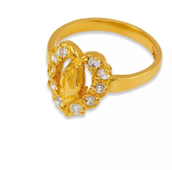 NEW 14K TWO TONE GOLD KIDS PRAYING HANDS IN HEART CZ RING: NEW 14K TWO TONE GOLD KIDS PRAYING HANDS IN HEART CZ RING 14K Two Tone Gold Approx. 11mm [Center] High Polished/Cubic Zirconia Weight: 2.0 Grams