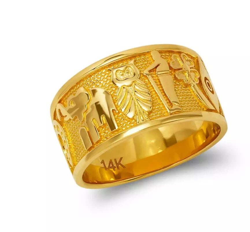 NEW 14K YELLOW GOLD LADIES GOODLUCK FILIGREE RING: NEW 14K YELLOW GOLD LADIES GOODLUCK FILIGREE RING 14K Yellow Gold Size 7 Approx. 10mm Wide [Center] High Polished/Diamond Cut Weight: 5.2 Grams