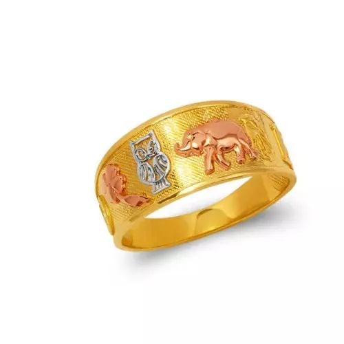 NEW 14K TRI COLOR GOLD LADIES GOODLUCK FILIGREE RING: NEW 14K TRI COLOR GOLD LADIES GOODLUCK FILIGREE RING 14K Tricolor Gold Size 7 Approx. 10mm High Polished Weight: 3.1 Grams