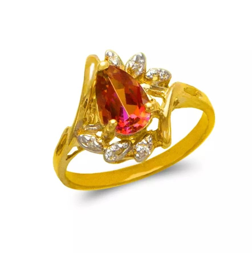 NEW 14K TWO TONE GOLD LADIES MYSTIC CZ RING: NEW 14K TWO TONE GOLD LADIES MYSTIC CZ RING 14K Two Tone Gold Size 7 Approx. 10mm Stone, 12mm Center High Polished/Diamond Cut/Cubic Zirconia Weight: 2.5 Grams