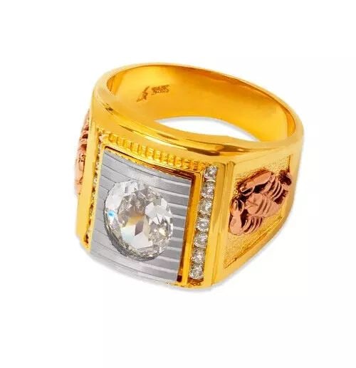 NEW 14K TRI COLOR GOLD MEN'S FANCY CZ RING (1 of 2)