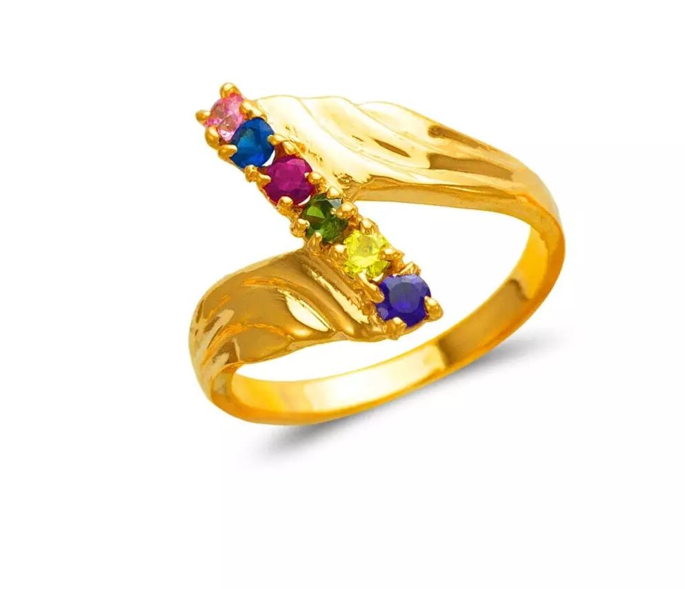 NEW 14K YELLOW GOLD MOTHER'S CZ RING (1 of 2)