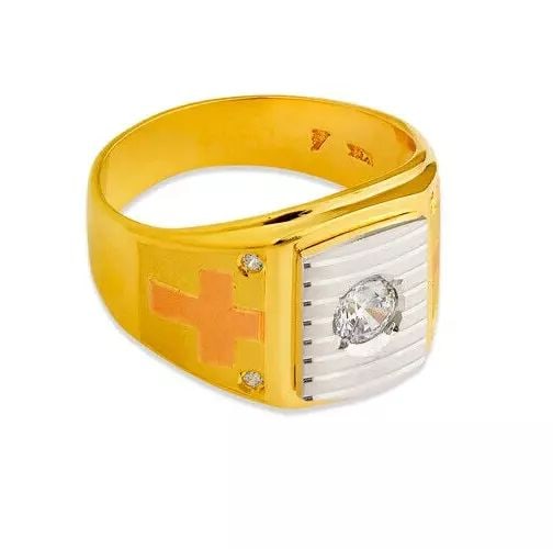 NEW 14K TRI COLOR GOLD MEN'S FANCY CZ RING: NEW 14K TRI COLOR GOLD MEN'S FANCY CZ RING 14K Tri Color Gold Size 10 Approx. 15mm High Polished/Cubic Zirconia Weight: 7.6 Grams