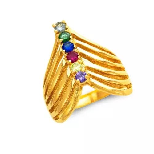 NEW 14K YELLOW GOLD MOTHER'S STACKED CZ RING: NEW 14K YELLOW GOLD MOTHER'S STACKED CZ RING 14K Yellow Gold Size 7 Approx. 21mm High Polished/Cubic Zirconia Weight: 6.9 Grams