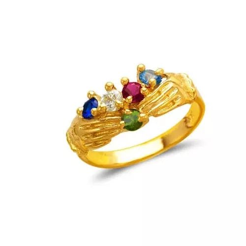NEW 14K YELLOW GOLD MOTHER'S CZ RING (1 of 2)
