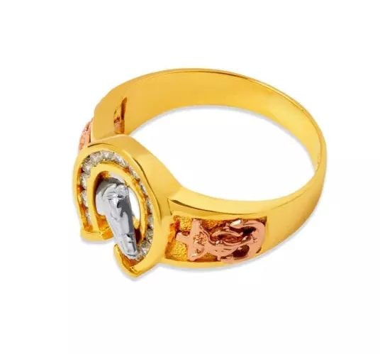 NEW 14K TRI COLOR GOLD MEN'S FANCY CZ RING (1 of 2)