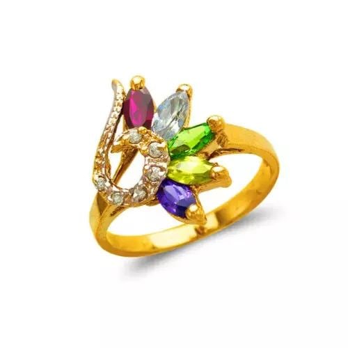 NEW 14K YELLOW GOLD MOTHER'S CZ RING (1 of 2)