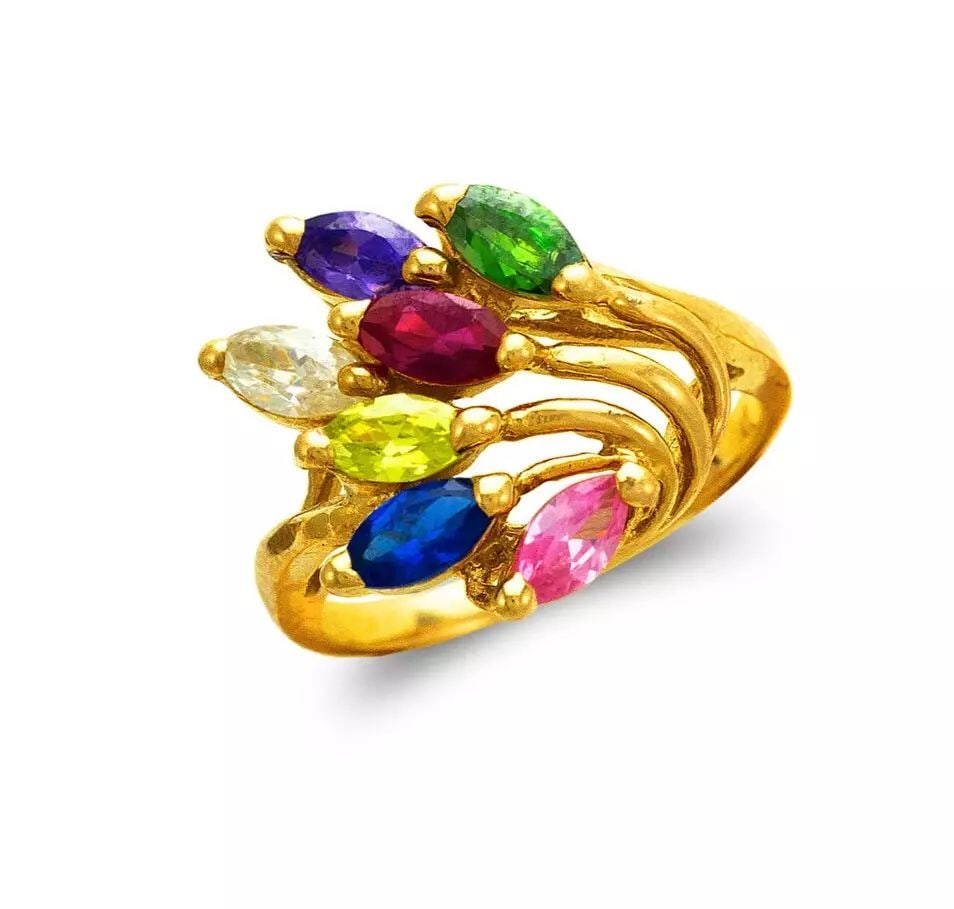 NEW 14K YELLOW GOLD MOTHER'S CZ RING (1 of 2)